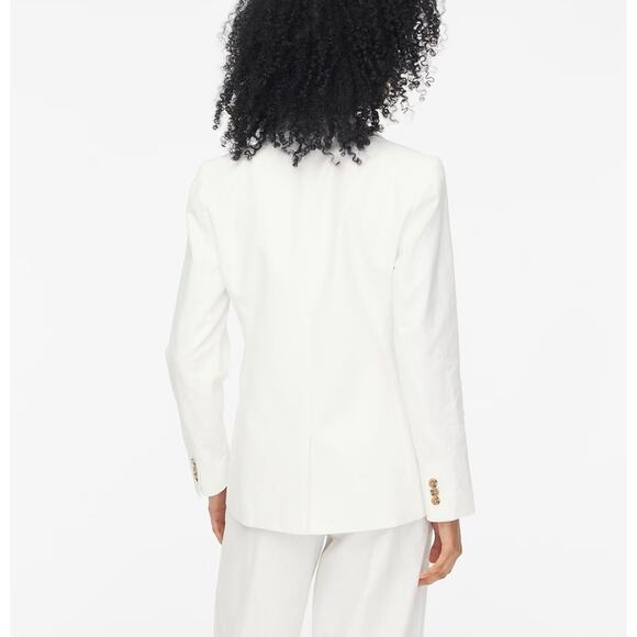 J.Crew Petite Linen-Blend One-Button Blazer SA 2P White Lined Long Sleeve Notch - Picture 2 of 9